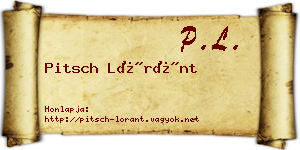 Pitsch Lóránt névjegykártya
